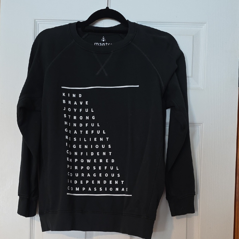 MantraBand Charcoal Sweatshirt with Uplifting Words